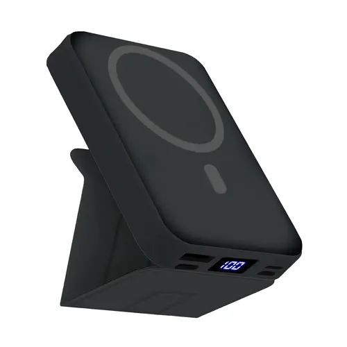 VIL Magnetic Wireless 10000mAh Mobile Portable Charger - 22.5W PD Fast Charging, Built-in USB-C/Lightning/Micro USB Cables, Kickstand, LED Display, Magnetic Grip, No Fumbling EDC Everyday Carry Gear for iPhone 13/17 & Android Devices, Power Bank