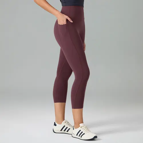 Colorfulkoala Women's No Front Seam Yoga Capri 21" with Side Pocket Dreamlux High-Waisted Tummy Control Workout Leggings  Petite Length,back to school shopping,clothes for back to school,first day of school outfits