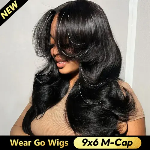 OQ HAIR Face-Framing Layered Cut Body Wave Wig M Cap 9x6 Wear Go Glueless Wig Human Hair Plucked With Natural Hairline #SohoChic #TikTokShopBackToSchool