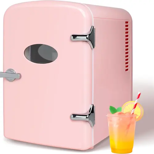 iPOWER 6L Aesthetic Cosmetic Travel Mini Fridge - 9-Can Capacity, Cooler & Warmer, Freon-Free, Portable Black Unit with Stickers & Window, 12V Car Power Supply, Unique Holiday Gift for Friends, 12V Car Power Supply, Travel Fridge, Cosmetic Fridge