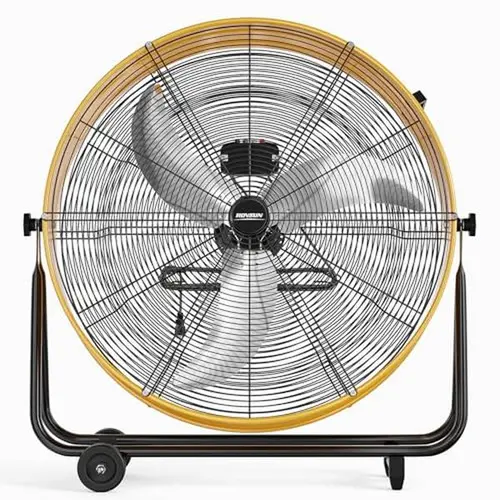 ROVSUN 30-Inch Powerful Industrial Metal Floor Fan with Metal Frame, Copper Motor, Antislip Base, 13000CFM High Velocity, 3-Speed, 360° Tilt, Handle, Covers Entire Rooms, UL Listed for Shop, Garage, Powerful Fan, Grip & Go Handle, 13000Cfm Max