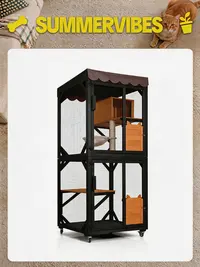 Aivituvin-Large/Medium Outdoor Cat Enclosure With wheels,Catio,Scratching Post and Hammock,Cat Enclosure For Indoor Cat,Patio furniture set,outdooor cat furniture
