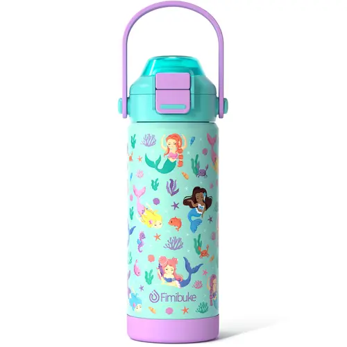 Fimibuke BPA-Free Insulated Water Bottle - 14/18oz Leakproof Tumbler, 18/8 Stainless Steel Reusable Portable Thermos, 2-in-1 Pop-Open Straw & Spout BPA-Free Lid, Portable Travel Cup, Back to School Gift (Worry Less), Flasks, Bpa-Free Lid, Worry Less