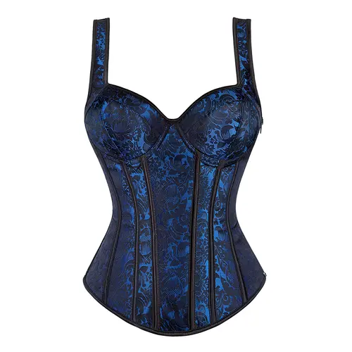 Women's Gothic Jacquard Floral Overbust Corset Top - Sweetheart Neck Tank Camisole with Shoulder Straps, Lingerie, Clubwear, Wedding Cosplay, Women Halloween Costume, Gothic Last Minute Halloween Costume Outfit 1569-D2, Clothes, Skirts, Gothic Halloween C