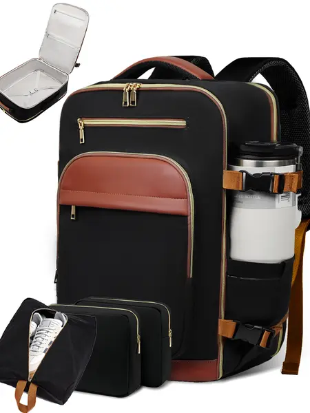 Lefame 40L Airline Approved Travel Backpack Personal Item, TSA Friendly 180 Degree Wide Open Carry On with 3 Packing Cubes, Fits Up to 17 Inch Laptop, 16 Pocket Organizer, Water Resistant One Bag for 3 to 7 Day Trips, #SummerVibes,vacationoutfits,beachout