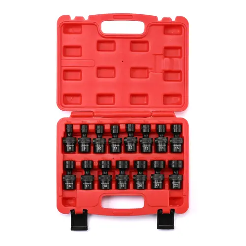 CASOMAN 15-Piece 3/8" Drive Metric 6-Point Universal Impact Socket Wrench Tool Set, Impact-Grade Chromium-Molybdenum Steel (8mm-22mm), 360° Tight-Space Fit Full Rotation Head, Laser-Marked Sizes Built for Mechanic Jobs in Tight Spaces