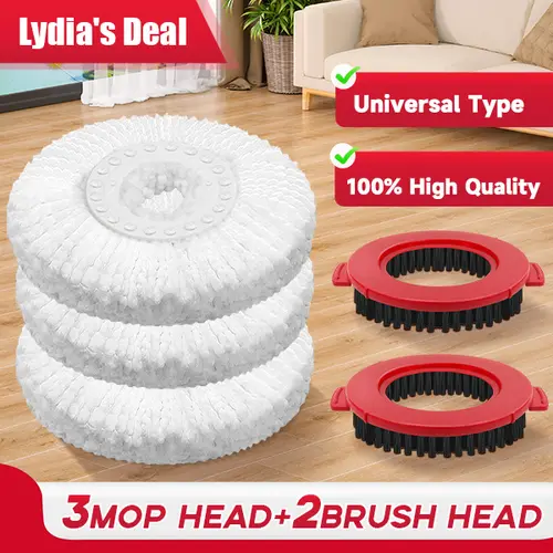 Lydia's Deal 360 Spin Mop Replacement Head - Sturdy, Durable Fibers for Long Use, Wet or Dry Microfiber Towel, Universal for Hurrica, Mopnad, Cassabel 360 Mops Systems, 1 Head, Home Cleaning Supplies, Household Essentials