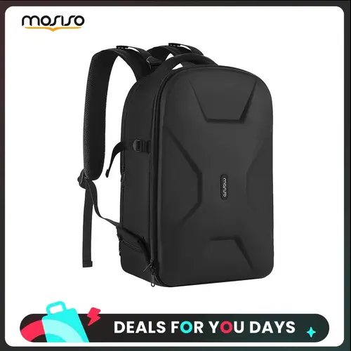 MOSISO Waterproof Camera Backpack, DSLR/SLR/Mirrorless Photography Bag 15–16 inch Hardshell Case with Tripod Holder & Laptop Compartment, for Men & Women, Travel/Hiking/City Photography, Outdoor Adventure,Compatible with Canon/Nikon/Sony Smartphone Black,