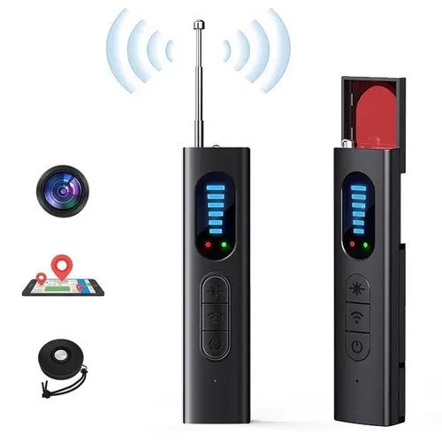 Black Hidden Camera Detector with 5 Sensitivity Levels & Professional Mode, ABS Body for Daily Use, 400mAh, Surveillance Security Camera & GPS Tracker Detector, for Office & Bathroom Privacy Checks, Durable Adjustable Home Safety Device