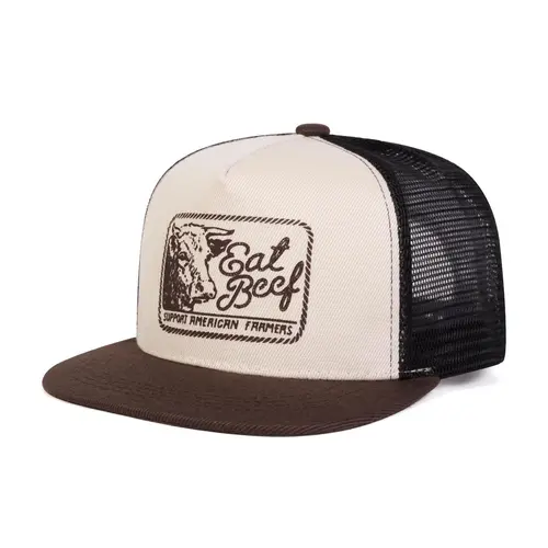 Unisex Eat Beef Mesh Graphic Trucker Hat, Adjustable Sun Protection Hat, Casual Fitted Woven Cap for Men Women Spring Autumn Outdoor Travel Party, Adjustable Casual Hats