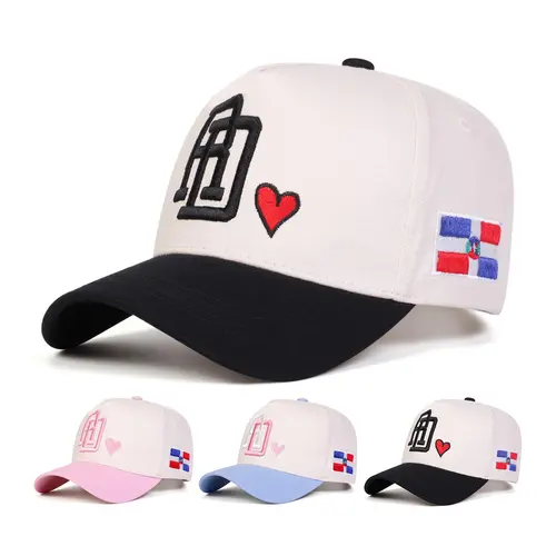 Unisex "RD" Letter Heart Embroidered Baseball Cap, Adjustable Outdoor Sun Protection Hat, Casual Polyester Fabric Hat for Spring & Fall