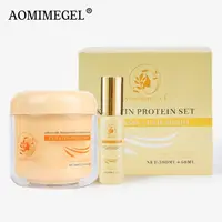 Aomimegel Collagen Hair Mask & Argan Oil Serum Set - Hydrating Treatment to Restore and Smooth Dry, Damaged Hair - 500ml + 60ml