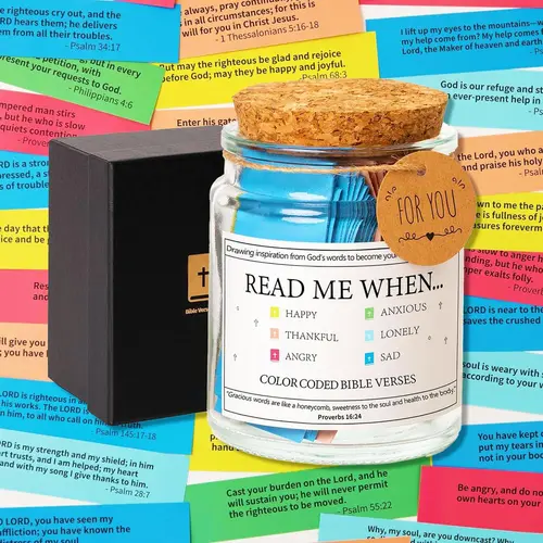 Bible Verse Jar Gift Pack - Read Me When Emotional Support Jar with Scripture, Unique Christian Faith Prayer Hope Gift, Festive Easter Home & Party Supplies for Women Men, Unique Gifts