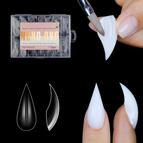 NOVO OVO 【Not Nail Tips】 Halloween Short Curved Stiletto Nail Dual Form Set, suitable for 3D eagle talon and cat claw designs using gel extension, as well as eagle-shaped curved sculpting; reusable full-coverage molds 【Gel and UV lamp not included】