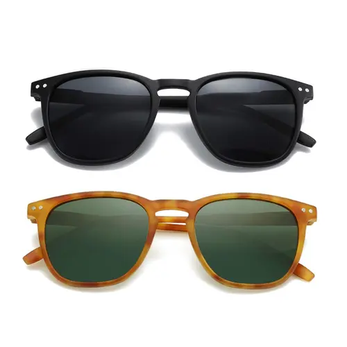 ZENOTTIC 2PCs Unisex Polarized TAC Lens Sunglasses - Vintage Classic Round-Square Full Rim, UV400 Eye Shield, Matte Black & Tortoise Shell Chic, Keyhole Bridge, Seaside Holiday Gift with Gift-Ready Packaging, Uv-Protection