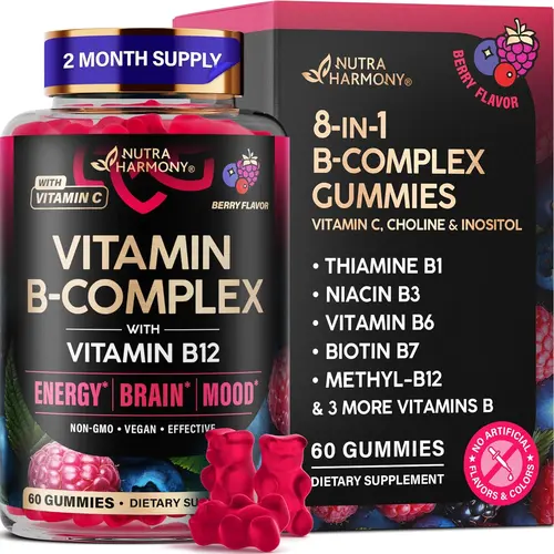 Vitamin B-Complex Gummies   with Vitamin C & Choline for Energy, Brain & Mood