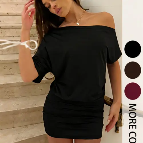 Women's Batwing Sleeve Casual Style Aesthetic Knit Fit Fabric Dress, Solid Color Dress for Daily Outdoor Wear, Ladies Clothes for Summer, Casual Summer Dresses