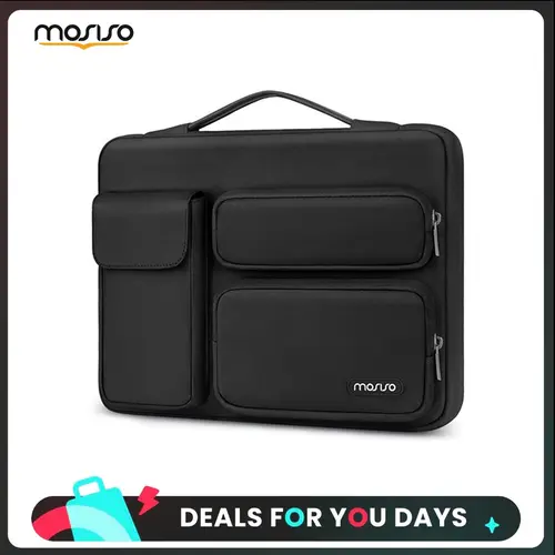 MOSISO Laptop Sleeve - Waterproof Computer Bag, Polyester Traveling Bag with Handle, Shoulder Strap & Trolley Strap for Office Work, Fits 13-17.3 Inch MacBook, Surface Pro, HP Omen, HP Pavilion, Office Work Bag