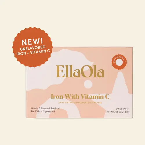 EllaOla Kids Iron & Vitamin C Blend Powder - 30-Day Supply - Growth & Brain Support - Zero Sugar - Allergen-Free - Gluten-Free - Pediatrician-Developed