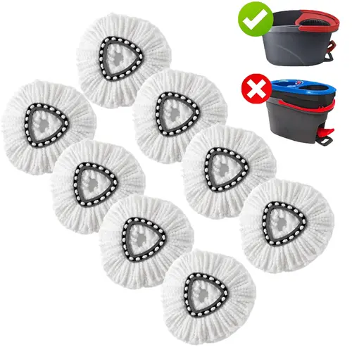 4/8 Pack Triangle Center Spin Mop Replacement Heads, Thick Microfiber Mop Refills Machine Washable, Universal Fit Triangular Snap-on Rotating Floor Mop Bucket