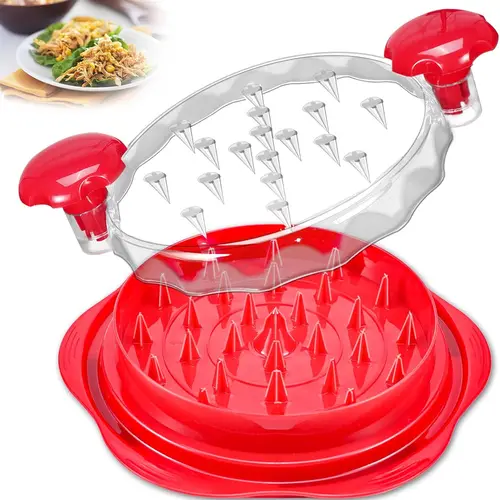 NULAS Chicken Shredder Tool Twist for Kitchen, Manual Chicken Breast Grinder Machine for Ground Food, Meat and Vegetables, Red sohochic