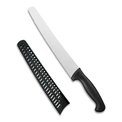 Summerwins 10-Inch Serrated Bread Knife with Cover, 1.4116 German Steel Blade, Ergonomic Anti-Slip Handle, Black Sourdough Slicer Cutter for Homemade Bread, Ideal for Home Kitchen Use
