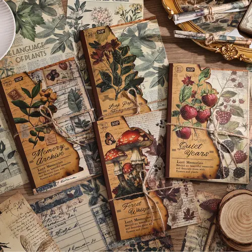 120 Non-Adhesive Vintage Natural Scenery Scrapbook Paper Sheets, Large Format Scrapbook Supplies with Vintage Floral Charm, for DIY Crafts & Planners