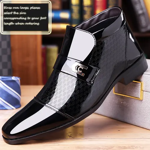 Men's Vintage PU Leather High-Top Oxfords - 2026 Classic Business Slip-On Shoes, PU Upper, Breathable Flat Rubber-Soled Urban Footwear, All-Day Comfort Walking Shoes (Sizes run large; order 1 size smaller)