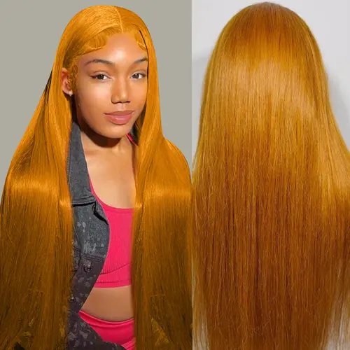 Cute Bein Ginger Colored 13x6 Lace Frontal Human Hair Wigs For Woman 200% Density Lace Front Human Hair Wigs Straight Wig