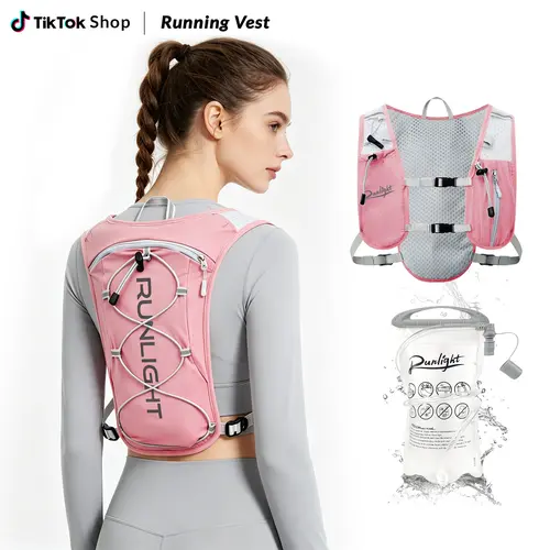 Runlight Unisex Lightweight Hydration Running Vest - 1.5L Leakproof Water Bladder, Breathable Zipper Hydration Backpack Shoulder Bags, Adjustable All Seasons Sport Vest for Running, Marathon