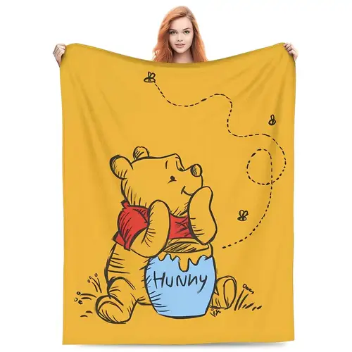 [SummerVibes] DISNEY CLASSIC Winnie the Pooh Throw Blanket for Adults Flannel Fleece Blanket Soft Warm Blankets for Couch Sofa Bed Camping Travel Movie Theater Suitable for Halloween and Christmas Holiday Decorations