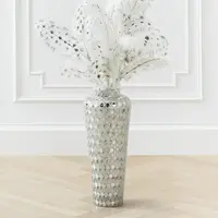 Z Gallerie Fez Vase with Mirror and Clear Tiles Vintage Room Decor Flowers Decorative Set 10" Diameter x 24"H Glass Home Decoration Living Room Plant Vase Ornaments