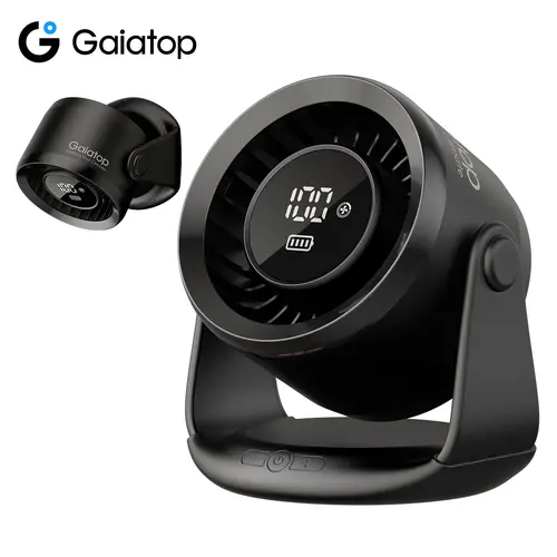 Gaiatop Rechargeable 4000mAh Desk Fan, 5 Speeds Ultra Quiet Bedroom Fan with LED Display, 90° Tilt, 7.7 In USB-C Desktop Fan for Dorm Office Room Home Office tiktokshopbacktoschool,back to school,back to school haul