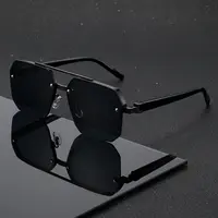 ShineThru Unisex Retro Square Frame Sunglasses - 1 Pair PC Plastic Semi-Rimless Double Beam, UV-Protection Lens, Stylish Fashion Accessory, Women's Gift, Party Use,summerwins