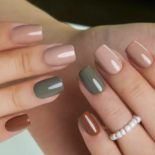 Chic Simple and Plain Press - On Nails | CurvLife Nail | 24pcs Medium Oval Fake Nails | Glossy Finish with Soft Earthy Tones | Easy to Apply, Comfortable & Long - lasting | Ideal for Casual Fridays, Nature Walks, Home Gatherings & Relaxing Events