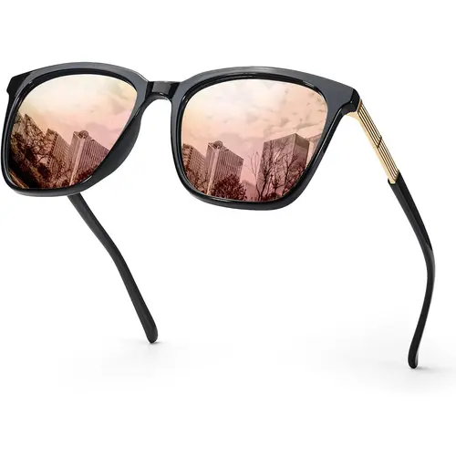 SIPHEW Women's Fashion Oversized Square Statement Frame Glasses, Chic Sunglasses with UV Protection, Polarized Gray/Green Mirror Lenses, Stylish Accessories