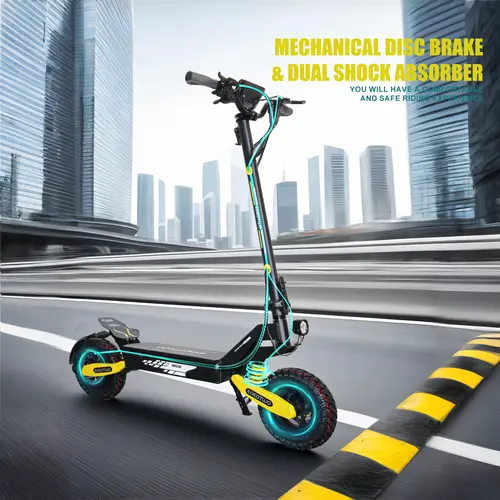 Adult Off-Road Motorized Scooter, Foldable Commuter High Performance Scooter with 11" Tires, Shock Absorbers, 28 MPH Speed, 48V 23.4Ah Lithium Battery Long Range, Motorized Scooters, High Performance Scooters