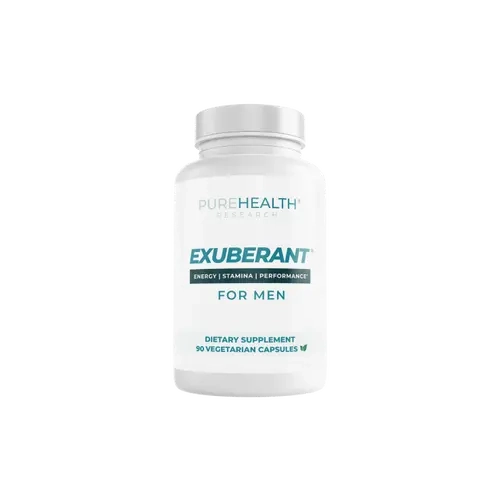 PureHealth Research Exuberant Testo Booster Capsules - Men’s 50+ Health Dietary Supplements, Natural L-Arginine, Clean Dairy-Free Caffeine-Free Botanicals for Fitness & Muscle Strength