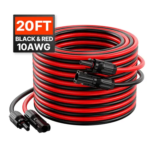 【Summerfinds】20FT Solar Panel Extension Wire with Female & Male Connectors 10AWG 1 Pair