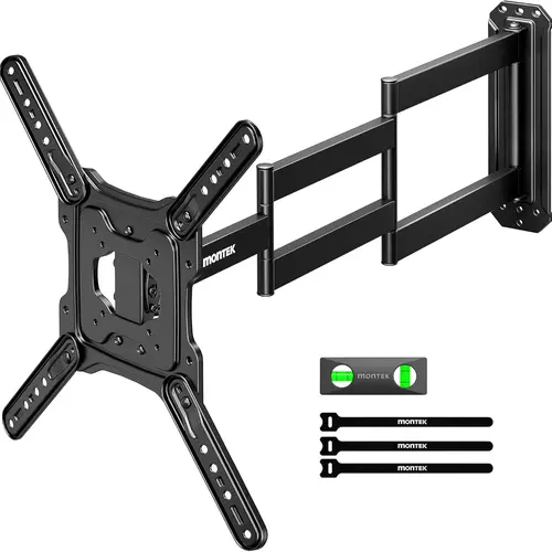 monTEK Full Motion Long Arm HDTV Wall Mount Bracket for 23-65 Inch TVs, Adjustable 29in/37in Long Extension, Swivel & Tilt, Fits Max VESA 400x400mm, Up to 77 lbs, Ideal for Kitchen, Bedroom, Living Room, Hdtv Wall Bracket, Lcd Led Oled