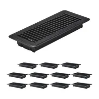 【toolupgrade】VEVOR Floor Registers, Two Version, 4 x 10 Inch 6/12-Pack Iron Floor Vents for HVAC Vent Grilles Black, Vent Cover, Metal, 265 Lbs