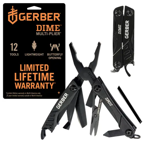 Gerber Gear Dime 12-in-1 Stainless Steel Mini EDC Multitool - Needle Nose Pliers, Pocket Knife, Keychain, Bottle Opener, Lightweight Butterfly Opening, Portable Accessories, Outdoor Multifunctional Tools, Work Tools, Mini Useful Gifts, EDC Items, Tools An