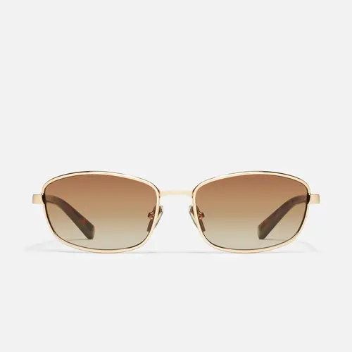 QUAY - TEXT ME Sunglasses - 90s Inspired Narrow Rectangular Wrap Frame with Adjustable Silicone Nose Pads & Standard Arms