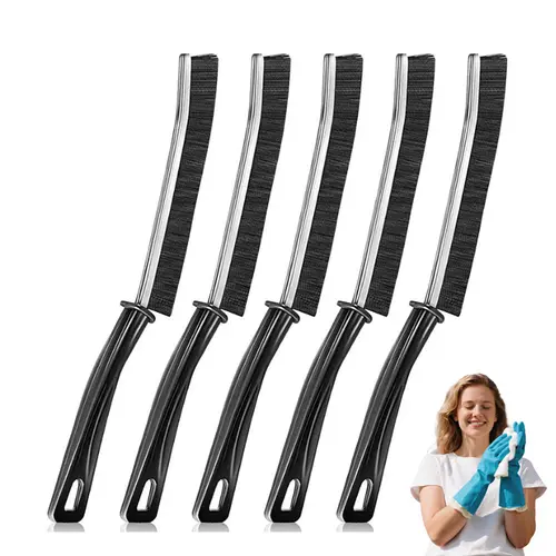 5-Pcs Hard Bristle Crevice Cleaning Brush Set - Alloy Hand Tools Hardware Equipment, 0.87 Inches, Comfortable Grip, Durable, Easy Hanging, Multifunctional Household Items for Bathroom, Kitchen Tiles, Mother's Day Gift