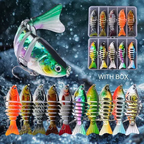EXCROCK Easy Catch Swimmax with BKK Hooks, Vibrating Actions for More Bites, Lifelike Fishing Lures for Bass Trout Walleye Crappie, Strongest Dyneema Fiber Jointed Swimbaits, Outdoor Lifelike 7 segment Jointed Swimbait, Fishing