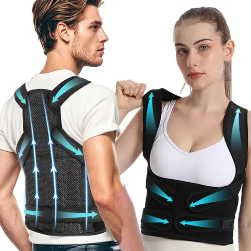 Back Brace Posture Corrector - Adjustable for Women & Men - Scoliosis & Hunchback Correction - Pain Relief Healthcare Support Black Tool Spine Align Accessories Waist Training Belt