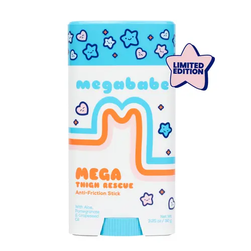 Megababe Mega Thigh Rescue Jumbo Stick - Mega Size Limited Edition Selfcare Product, Chafing & Irritation Relief, Smoothing Formula, 3.25 oz