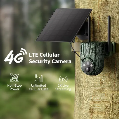 SEHMUA 4G LTE Cellular Rechargeable Solar Panel Security Camera CB84S - 2K HD Video, 360° View, Non-Wi-Fi, Remote APP Control, Motion Sensor, Night Vision, Outdoor, 4G Data Card Included (Unlimited Data Service Requires Activation), Rechargeable Solar Pan
