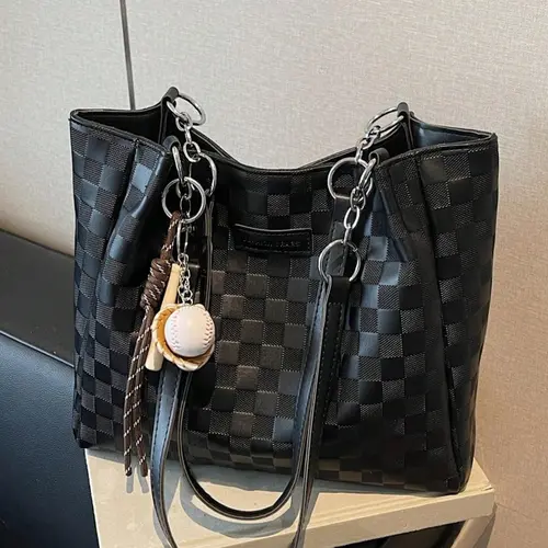 Women's Large Capacity Tote Bag, Casual Commuter with Zipper & Chain, Chain Handbags, Daily Use Handbag