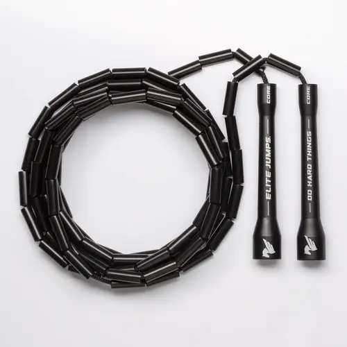 Elite Jumps 1” Beaded Jump Rope - Strong, Durable Exercise & Training Equipment - Adjustable Ropes with 10 ft Length - Resizeable for Gym Fitness, Cardio Training - Boost Rhythm, Speed, Agility
